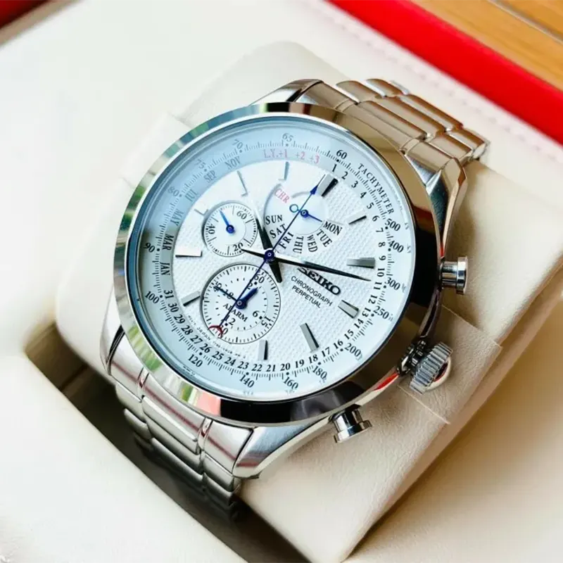 Seiko Neo Classic Chronograph White Dial Men’s Watch- SPC123P1